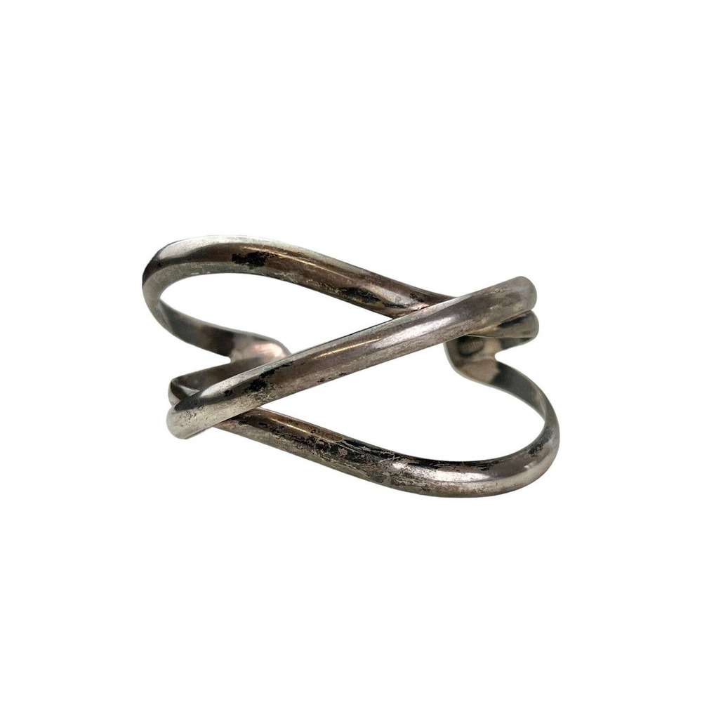 Vintage Sterling Silver Waves Cuff Modern Bracelet 39g - Picture 1 of 10